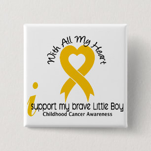 Badge Carré 5 Cm Je soutiens mon Cancer courageux d'enfance de