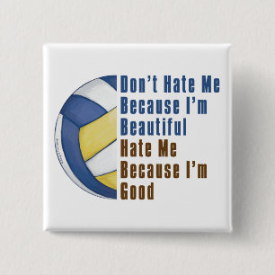 Badge Carré 5 Cm Je suis belle, je suis bonne au volley-ball