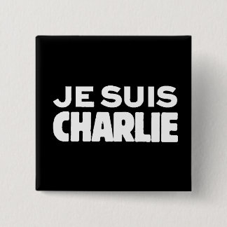 Badge Carré 5 Cm Je Suis Charlie-Je AM Charlie-Blanc sur le noir