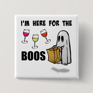 Badge Carré 5 Cm Je suis ici pour hue le fantôme drôle de Halloween