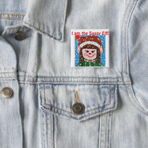 Badge Carré 5 Cm Je suis le chapeau d'elfe impertinent