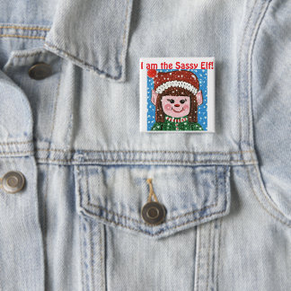 Badge Carré 5 Cm Je suis le chapeau d'elfe impertinent