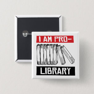Badge Carré 5 Cm Je suis pro-bibliothèque