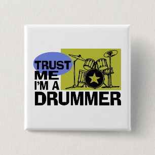 Badge Carré 5 Cm Je suis un bouton de tambour