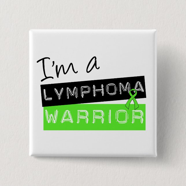 Badge Carré 5 Cm Je suis un guerrier de Lymphome (Devant)