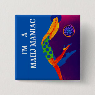 Badge Carré 5 Cm Je suis un Pin de fou de Mahj