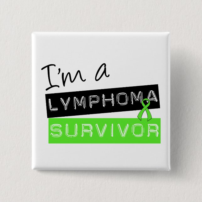 Badge Carré 5 Cm Je suis un survivant de Lymphome (Devant)