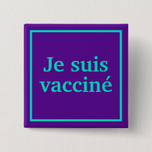 Badge Carré 5 Cm Je suis vacciné (violet) Carré