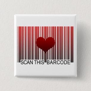 BADGE CARRÉ 5 CM JE T'AIME BARCODE