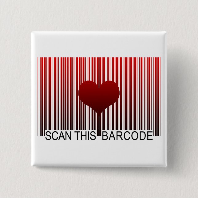 BADGE CARRÉ 5 CM JE T'AIME BARCODE (Devant)