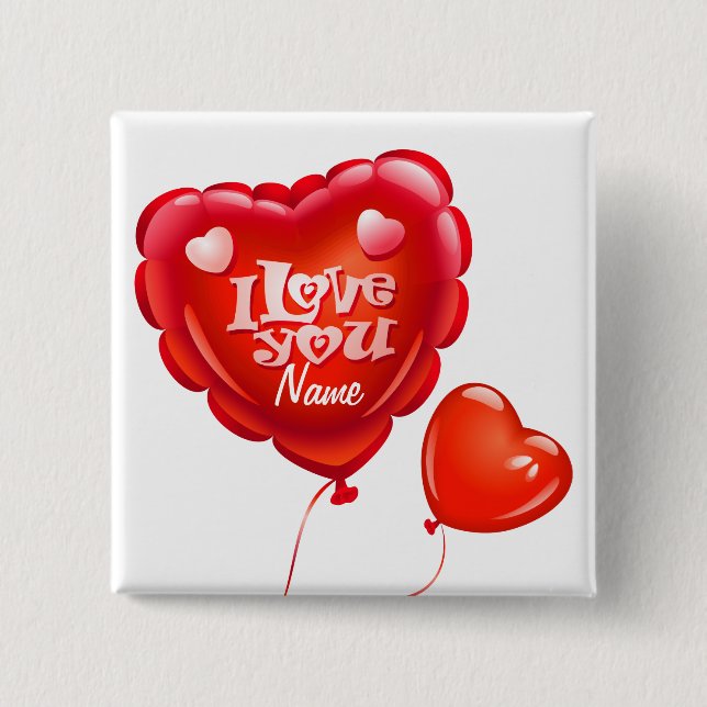 Badge Carré 5 Cm Je t'aime bouton 2 (Devant)