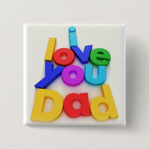 Badge Carré 5 Cm Je t'aime bouton de papa