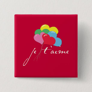 Badge Carré 5 Cm Je' taime (Je t'aime)