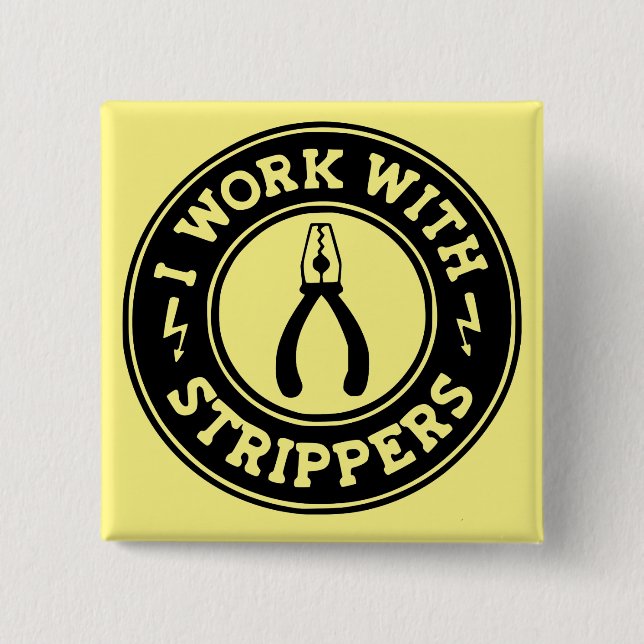 Badge Carré 5 Cm Je travaille avec les Strippers #USAPatriotGraphic (Devant)