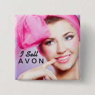 Badge Carré 5 Cm Je vends le bouton carré d'Avon