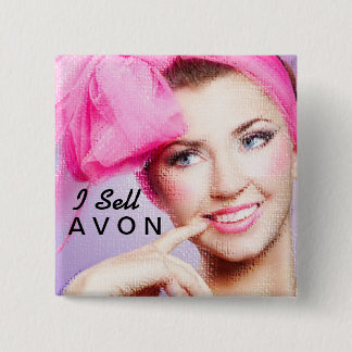 Badge Carré 5 Cm Je vends le bouton carré d'Avon