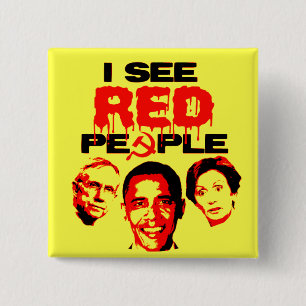 Badge Carré 5 Cm Je vois les personnes rouges