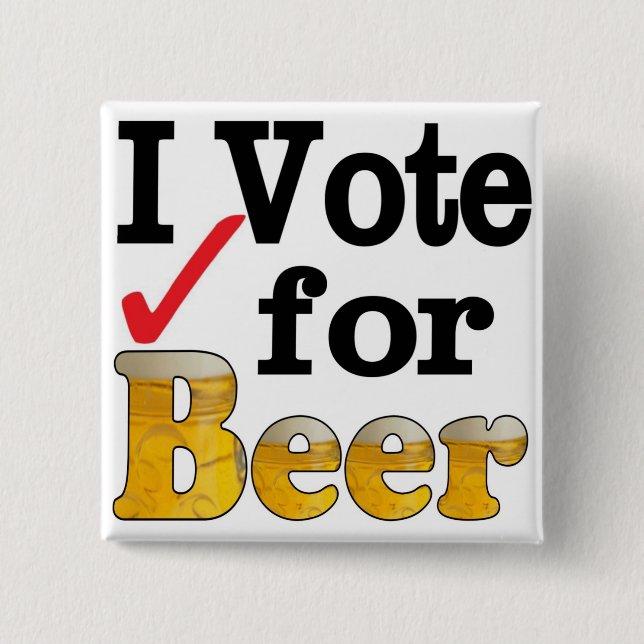 Badge Carré 5 Cm Je vote pour la bière (Devant)