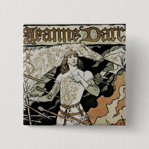 Badge Carré 5 Cm Jeanne d'Arc ~ Sarah Bernhardt