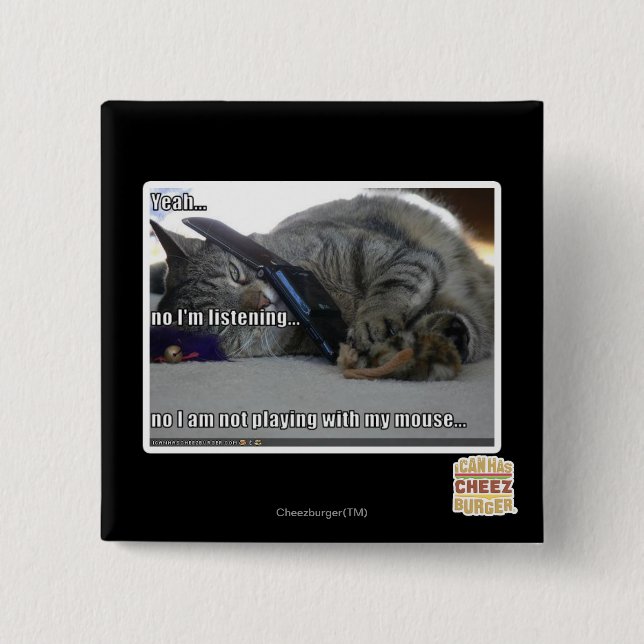Badge Carré 5 Cm J'écoute (Devant)