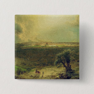 Badge Carré 5 Cm Jérusalem depuis le mont des Oliviers