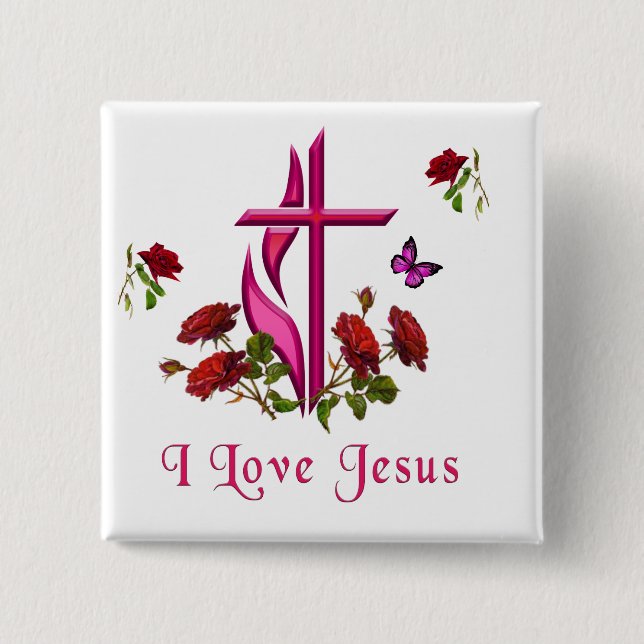 Badge Carré 5 Cm Jésus (Devant)