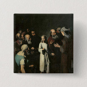 Badge Carré 5 Cm Jésus avec les médecins