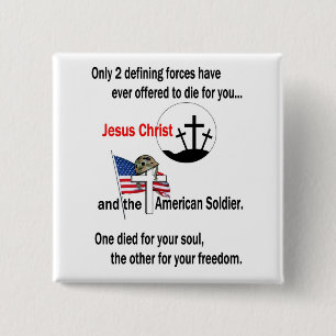 Badge Carré 5 Cm Jésus-Christ et le soldat américain