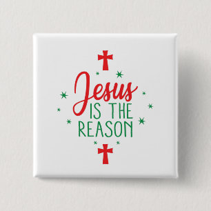 Badge Carré 5 Cm Jésus Est La Raison