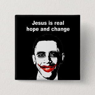 BADGE CARRÉ 5 CM JÉSUS EST VRAIS ESPOIR ET CHANGEMENT
