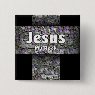 Badge Carré 5 Cm Jésus ma roche