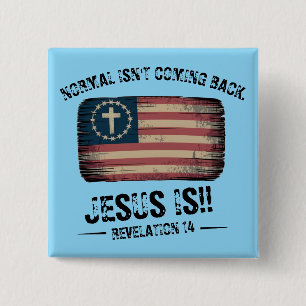 Badge Carré 5 Cm Jésus revient