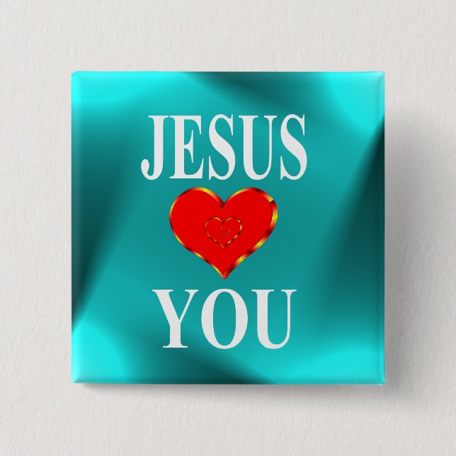 Badge Carré 5 Cm Jésus t'aime (Devant)