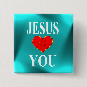 Badge Carré 5 Cm Jésus t'aime