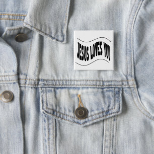 Badge Carré 5 Cm Jésus vous aime