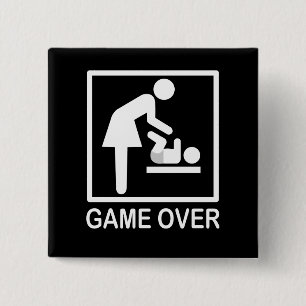 Badge Carré 5 Cm Jeu au-dessus de pictogramme humoristique de maman