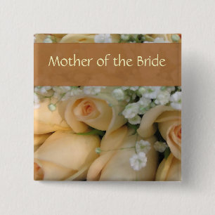 Badge Carré 5 Cm Jeune mariée de pêche épousant le Pin - customi