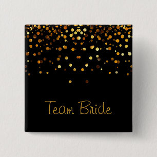Badge Carré 5 Cm Jeune mariée d'équipe de noir d'aluminium de Fau
