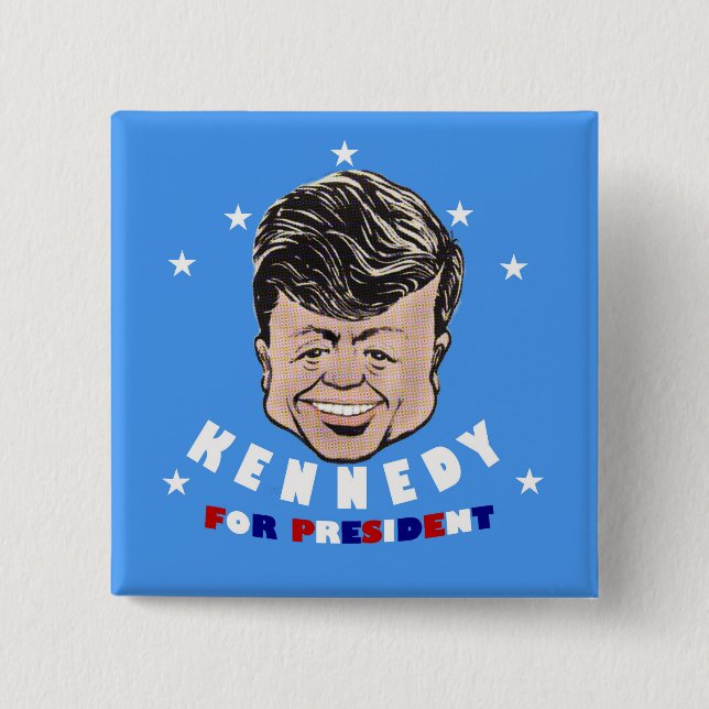 Badge Carré 5 Cm JFK : Kennedy pour le président (Devant)