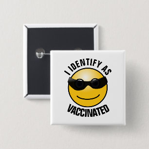 BADGE CARRÉ 5 CM J'IDENTIFIE COMME DES BOUTONS ANTIVACCIN VACCINÉS