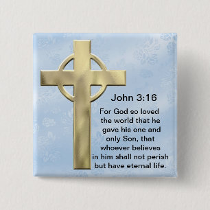 Badge Carré 5 Cm John 3:16 (bleu)
