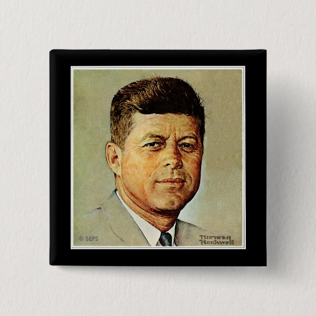 Badge Carré 5 Cm John F. Kennedy DANS MEMORIAM (Devant)