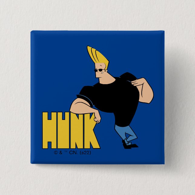 Badge Carré 5 Cm Johnny Bravo - Hunk (Devant)