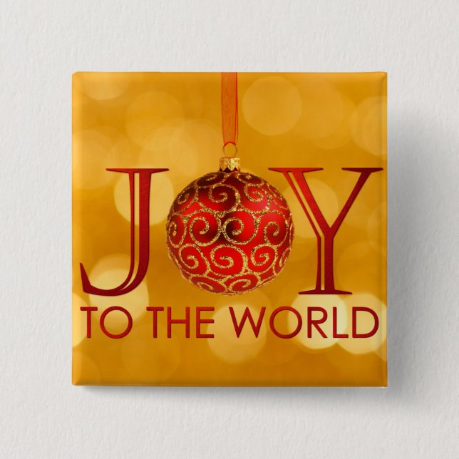 Badge Carré 5 Cm Joie au bouton du monde (Devant)