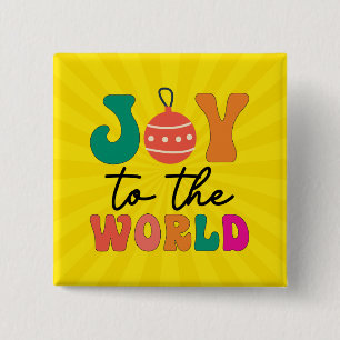 Badge Carré 5 Cm Joie au monde Typographie de Noël colorée