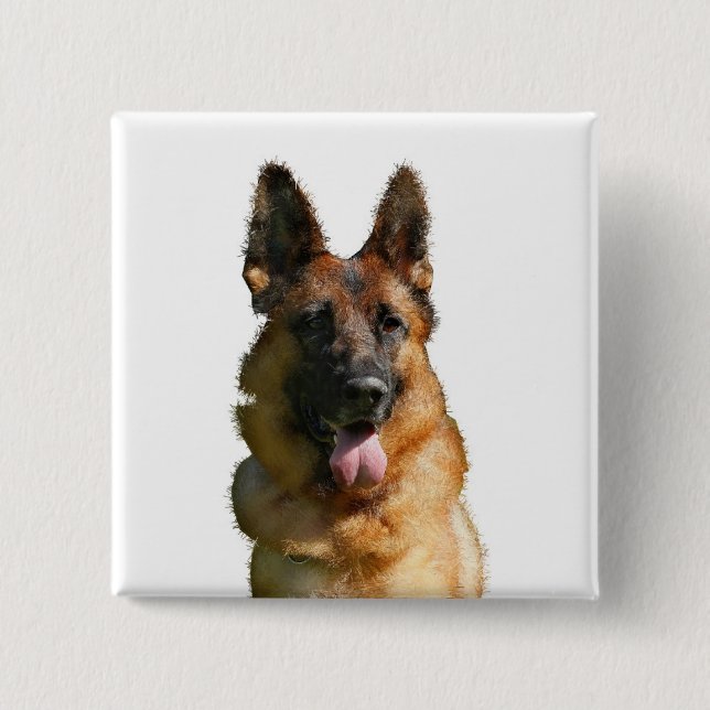 Badge Carré 5 Cm Joli bouton Berger allemand (Devant)