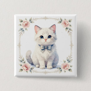 Badge Carré 5 Cm joli bouton de chaton mignon