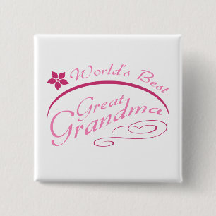 Badge Carré 5 Cm Joli cadeau grand grand-mère (rose)
