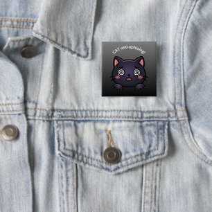 Badge Carré 5 Cm Joli Chat Catastrophiste