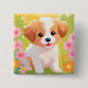 Badge Carré 5 Cm Joli chiot